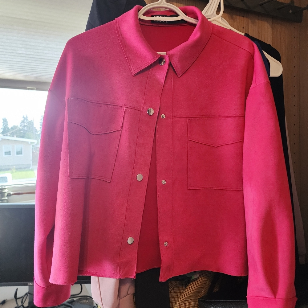 Zara faux suede button up jacket